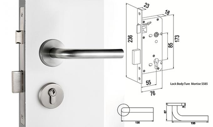 Privacy Stainless Steel Door Lock With Satin Stainless Steel Lever