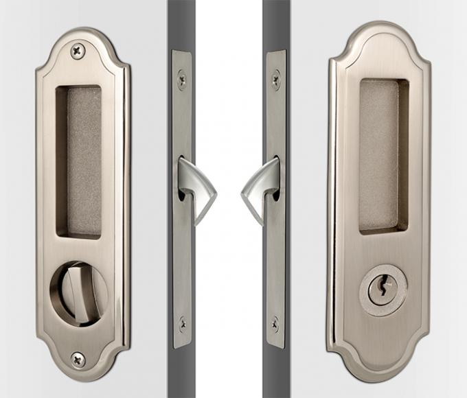 Residential Mortise Metal Sliding Door Locks Satin Nickel Finishing