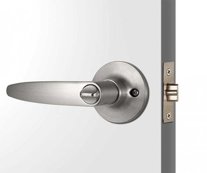 Privacy Door Tubular Cylinder Lock Modern Front Satin Nickel Lever Handle