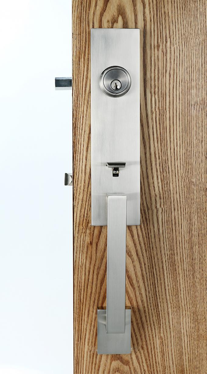 Silver Entry Door Handlesets / Outside Door Handles Adjustable Latch