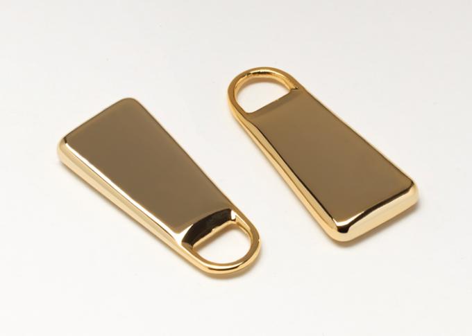 30 * 13 * 4mm Stocked Handbag Accessories Hardware Golden Zipper Pull For Bag