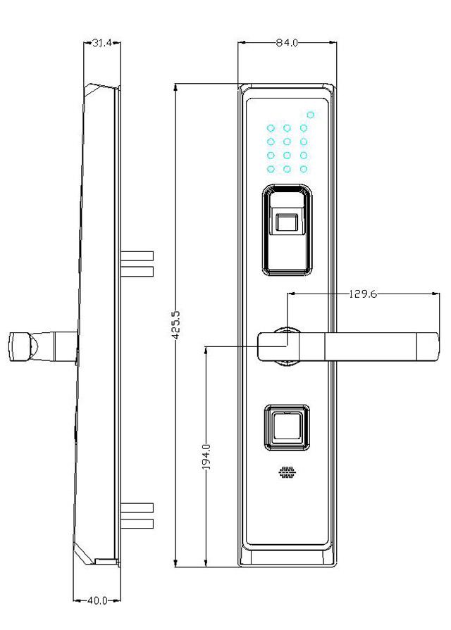 Zinc Alloy Touch Screen Smart Digital Fingeprint Glass Door Lock
