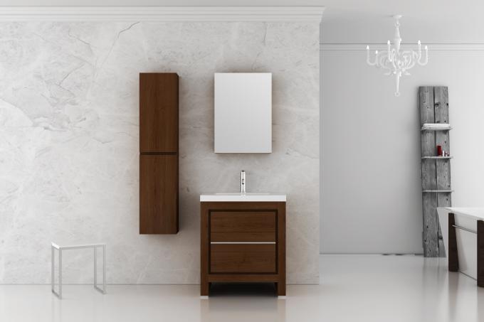 Elegant Oak MDF Bathroom Furniture With Side Cabinet 800 x 25 x 700mm