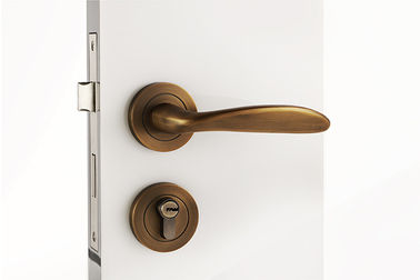 Commercial Rose Mortise Latch Lock Set With Lever Handle , Antique Yellow Bronze