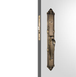 Antique Brass Door Handles Single Cylinder Luxury Handleset Zinc Alloy