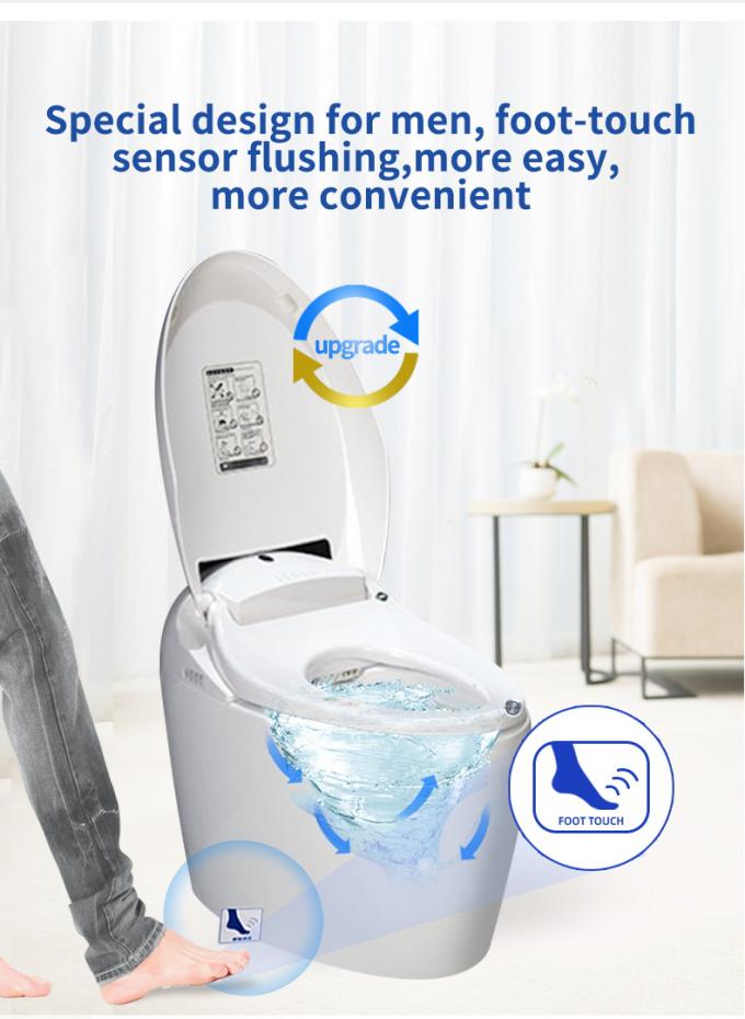 One Piece Intelligent Bathroom Sanitary Ware With Foot Touch Sensor ...