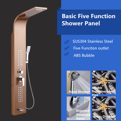 Stainless Steel Shower Panel H150xW22cm Multi Colored Head waterfall