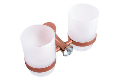Zinc Alloy and Crystal  Bathroom Accessories Double Toothbrush Tumbler Holder Classic Design