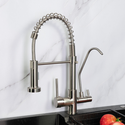 Brass Smart 2.2 GPM Water Faucet Stainless Steel 3 In 1 For Kitchen