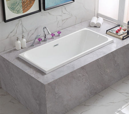 Built In Installation No Burr Square White Acrylic Bathtub OEM