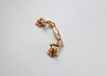 Golden + Red Paint Furniture Pulls Drawer Handle Pulls Lacquer Flower Shape