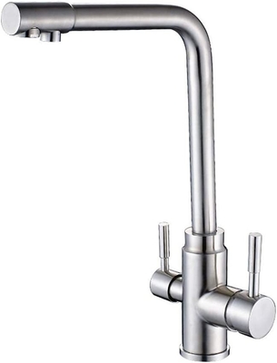 Zinc Alloy Double Handle Water Saving Faucet , Water Tap Faucet Lead Free