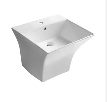 Glossy Glaze Ceramic Wall Hung Basin , Vanity Ceramic Wash Basin