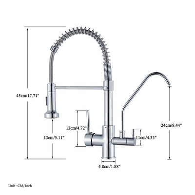 Brass Smart 2.2 GPM Water Faucet Stainless Steel 3 In 1 For Kitchen