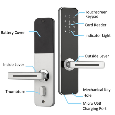 Key-Free Touchscreen Combination Door Lock With Handle Aluminium  Alloy