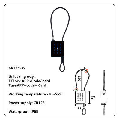 Bluetooth WiFi Smart Padlock Outdoor With Stainless Steel Cable Shackle For Courtycard