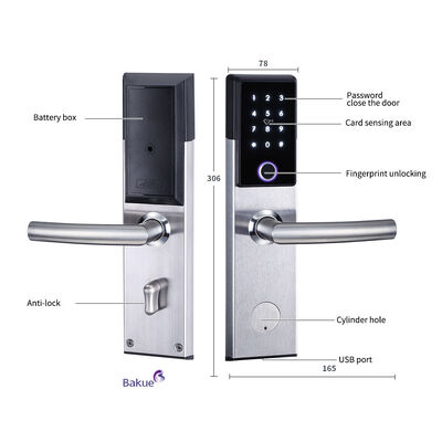 Remote Control Via Gateway APP Card Code Bluetooth WiFi Mechanical Key Controller Type Apartment Door Lock Fire Rated 60min CE Certification