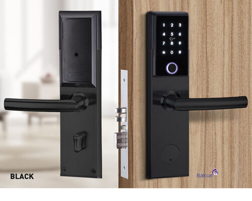 Bluetooth Fireproof Smart Door Lock Black Silver with Card Code Fingerprint APP WiFi Gross Weight 285Kg Secure Entry System