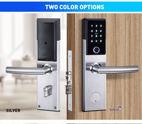 Bluetooth Fireproof Smart Door Lock Black Silver with Card Code Fingerprint APP WiFi Gross Weight 285Kg Secure Entry System