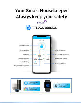 Smart Door Lock CE Fire Rated EN1634 1 EN14846 Black and Silver Secure Access Control System