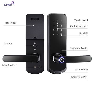 Fireproof 60min Fits Door Thickness 38 to 50mm 60min Fireproof Smart Door Lock with WiFi eKey APP Remote Control Access Management Device