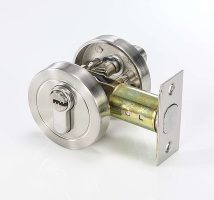 Zinc Body Brass Cylinder Circle Deadbolt Lock Satin Nickel