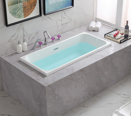 Built In Installation No Burr Square White Acrylic Bathtub OEM