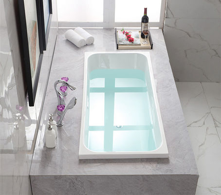 Built In Installation No Burr Square White Acrylic Bathtub OEM