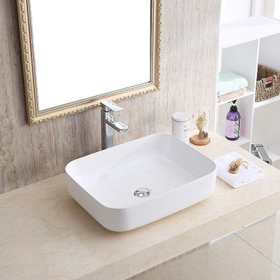 Modern Bathroom Rectangular Above Counter White Ceramic Vessel Vanity Sink