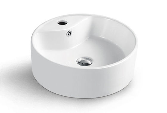 Impact Resistant Above Counter White Porcelain Wash Basin For Bathroom