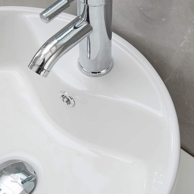 Impact Resistant Above Counter White Porcelain Wash Basin For Bathroom