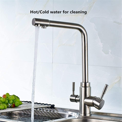 3 In 1 Water Purifier Faucet Brass Stainless Steel H330 XW200mm Deck Mounted